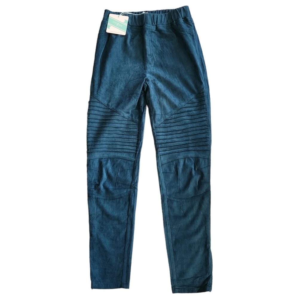 Umgee NWT Teal Faux Suede High Waist Moto Leggings Women's Size M